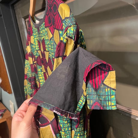 African batik dress / green × gold