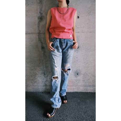 60-70s back button linen tops