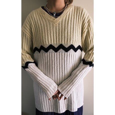 gizagiza knit / cream yellow × white