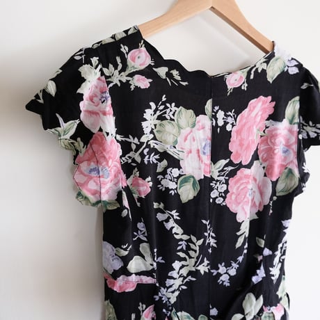 flower rayon dress “black”