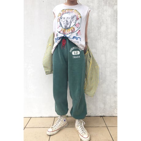 60s〜 unknown vintage / fade green sweat pants