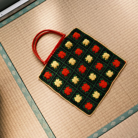 hand knit flower bag