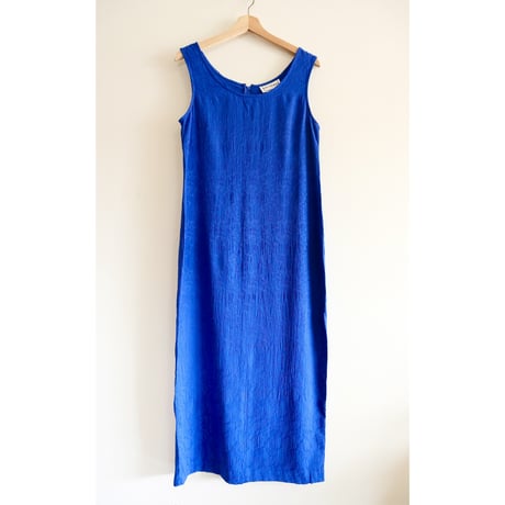 no-sleeve flower designed blue dress