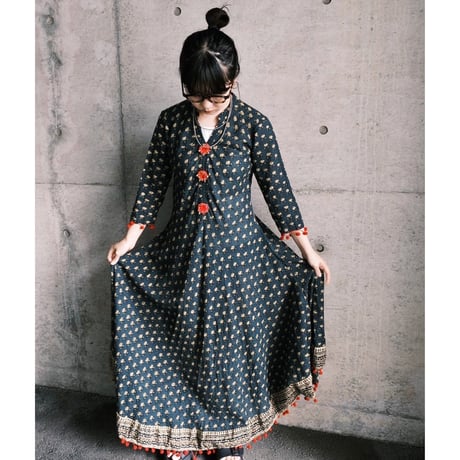 ponpon×flower dress with bell