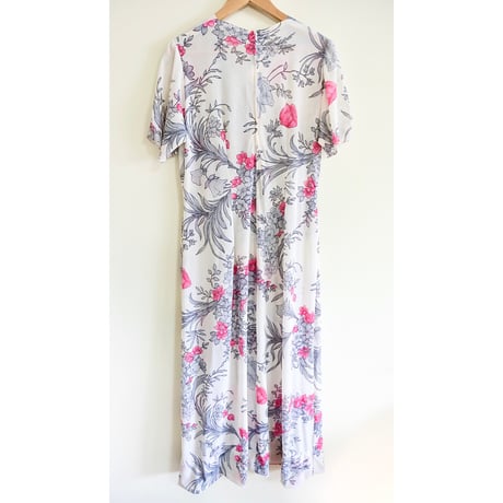see-through flower white dress “pink×gray”