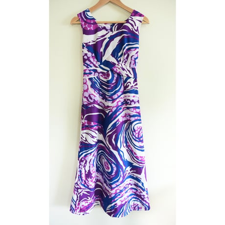 70s Hawaiian designed dress “purple×blue”