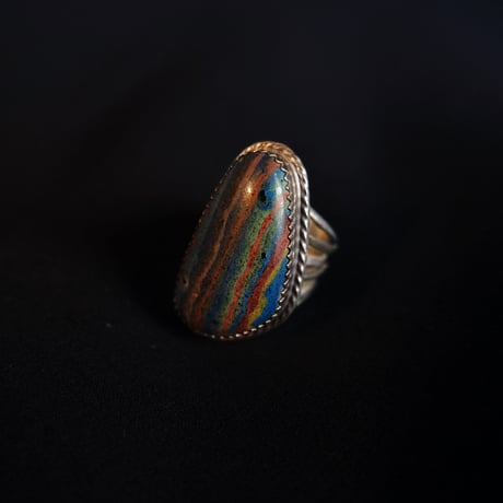 indian jewely "rainbow calsilica" ring