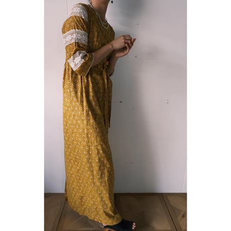 70s cotton dress / yellow
