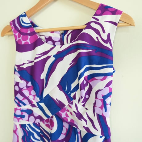 70s Hawaiian designed dress “purple×blue”