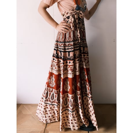 ethnic design wrap skirt / elephant