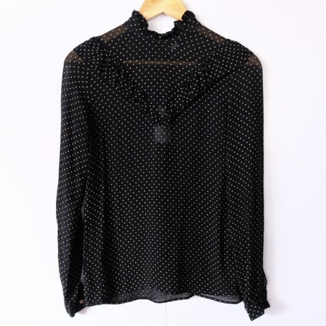 see-through dot frill blouse