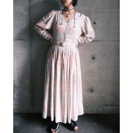 〜80s rayon dress with belt