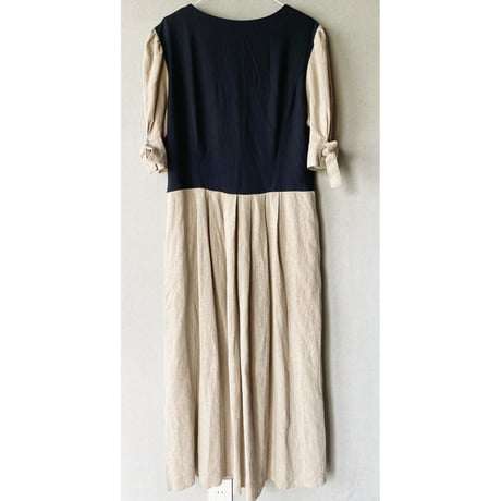 Tyrolean long dress / black × beige