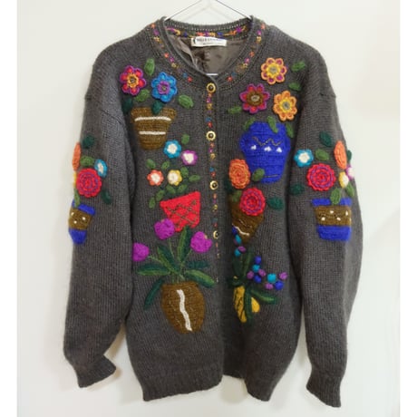 3D flower knit cardigan