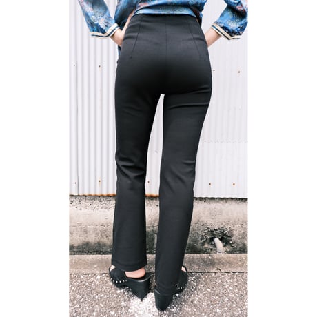 leather × jersey switching pants