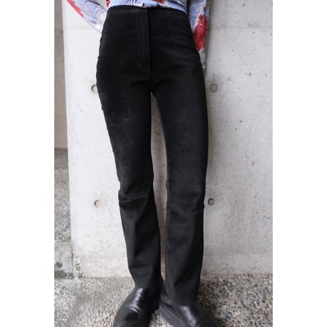 leather × jersey switching pants