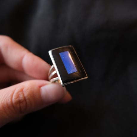 inlay square ring / lapis lazuli "Harlan & Monica Coonsis"