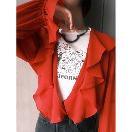 frill collar see-through blouse