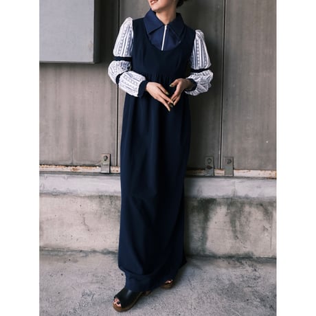 lace sleeve navy dress