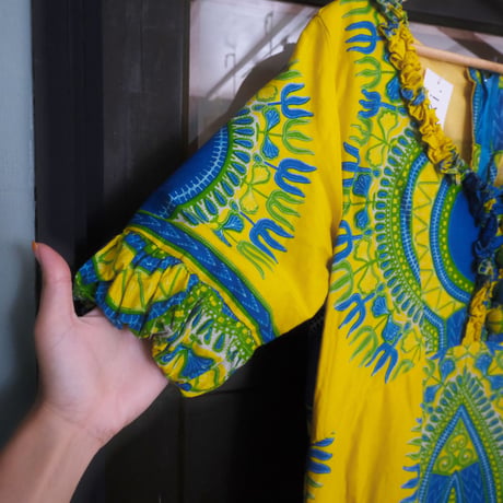 yellow × blue dress