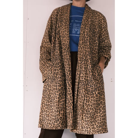 leopard leather coat / made in USA