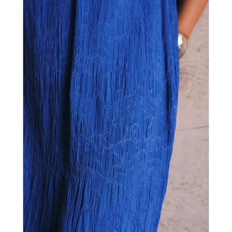 no-sleeve flower designed blue dress