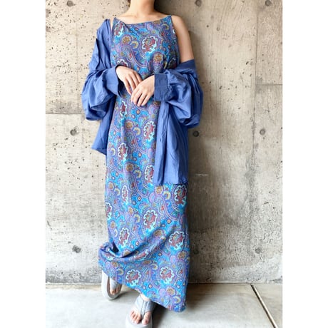 long sleeve big silk shirts "blue"
