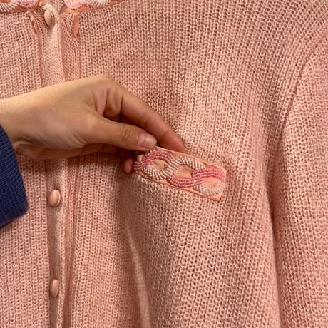 mohair cardigan with beads embroidery