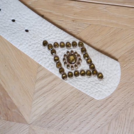 leather × studs belt / made in USA