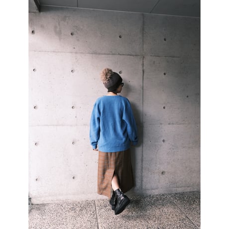 acryl knit cardigan / dull blue