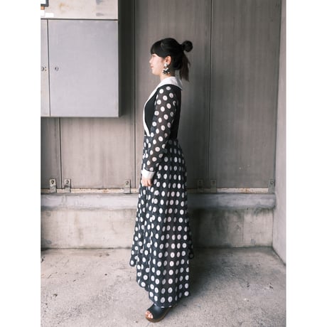 70s vintage / see-through polka dot dress