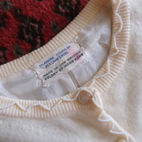 60s vintage / beads embroidery knit cardigan