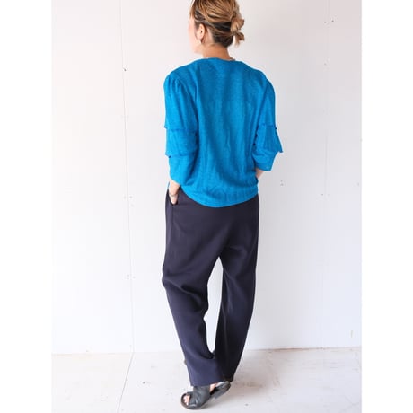 japan vintage / lamé cardigan with blue rose