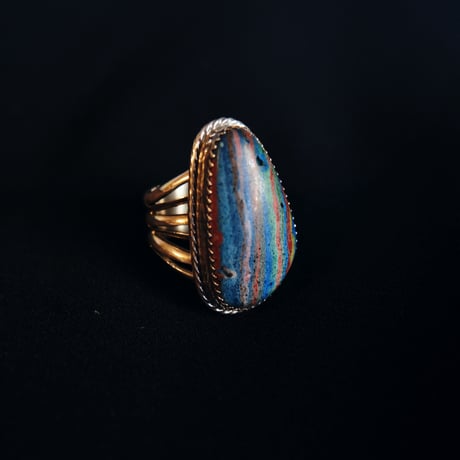 indian jewely "rainbow calsilica" ring