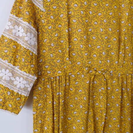 70s cotton dress / yellow