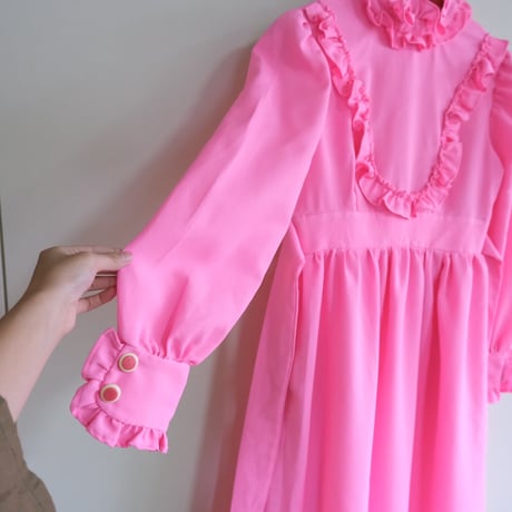 70s pink frill dress
