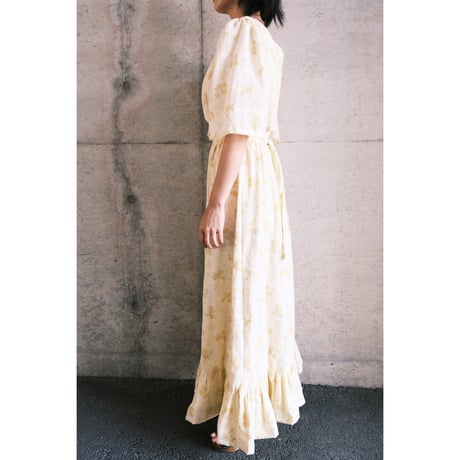 70's vintage / flower dress / yellow