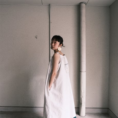 eski.  original remake linen dress / white / hand paint