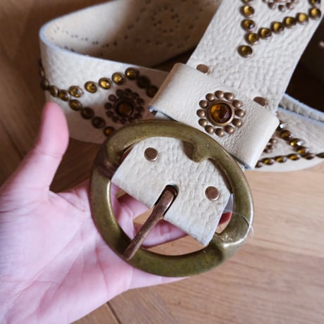 leather × studs belt / made in USA