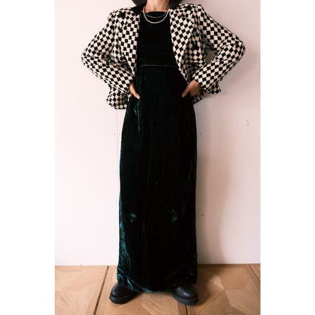 〜70s velours dress / green