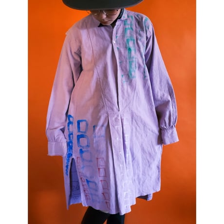 eski. × 画楽　hand paint antique linen shirt