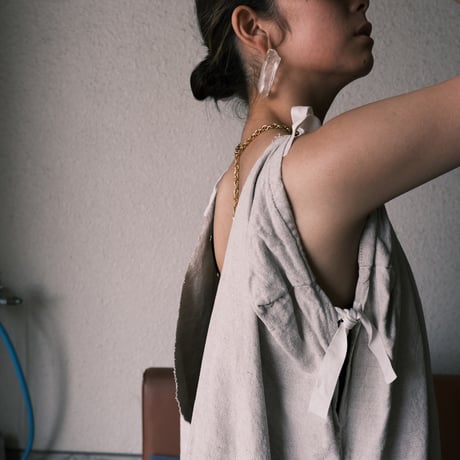 eski.  original remake linen dress / beige / plain