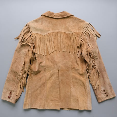 〜70s leather tailored jacket with fringe