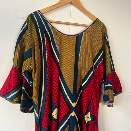 batik dress / red × mustard