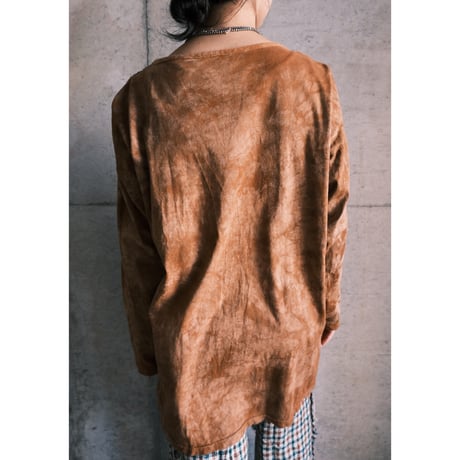 tie-dye cotton long tee with fringe