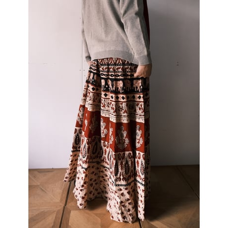 ethnic design wrap skirt / elephant
