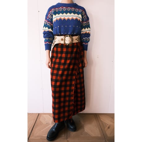 leather × studs belt / made in USA