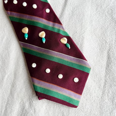 "繕う" collaboration beads embroidery necktie "hart × stripe