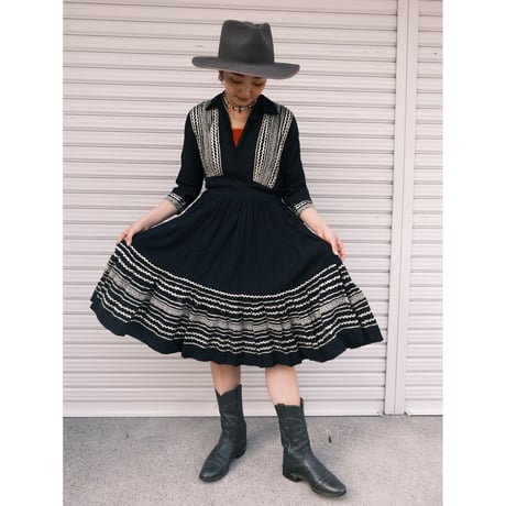 〜60s vintage dress / navy