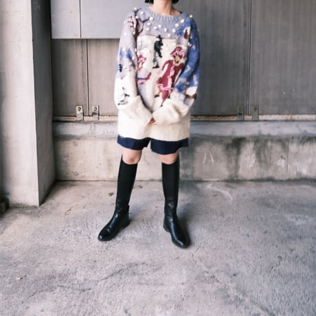 70〜80s / skating  design mohair knit